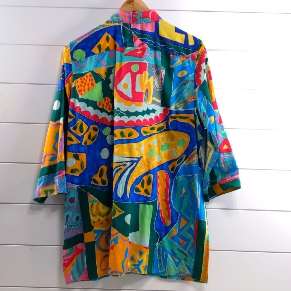 Vintage Lauren Ralph Lauren Women's Cotton Abstract Lightweight Shirt EUC Size L - Picture 2 of 8